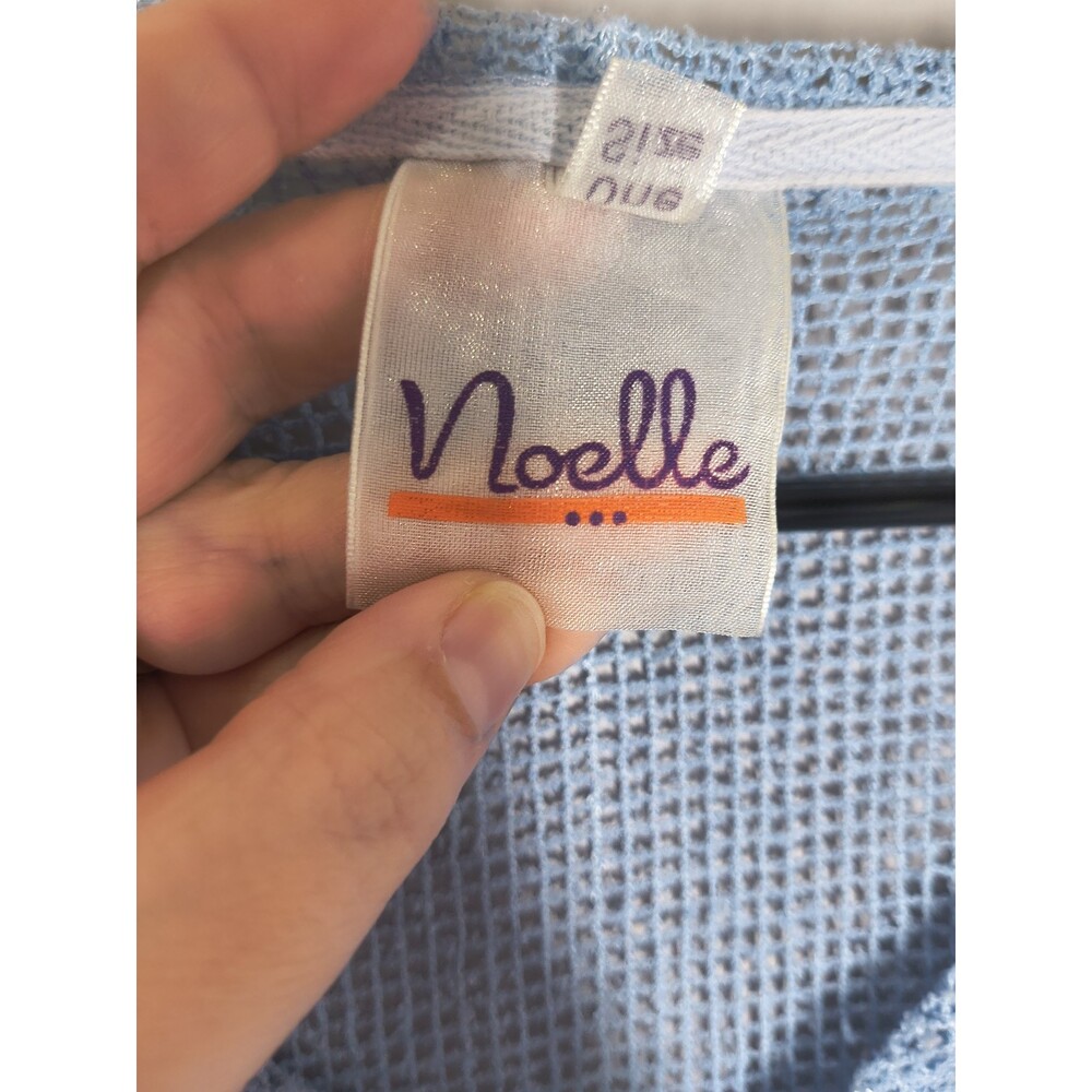 Noelle One Size Sheer Topper Blue Lightweight Breathable 3/4 Sleeve Blouse - Picture 7 of 14
